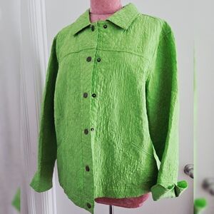 NWT Silk Coldwater Creek Quilted Sprout Green Jacket Size PXL